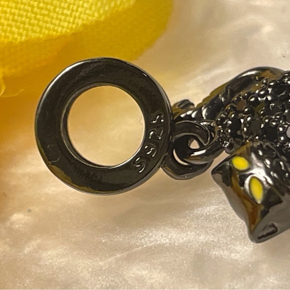 Charm for Pandora Bracelets Black Spooky Cat with Yellow Eyes Sterling Silver - Picture 8 of 9